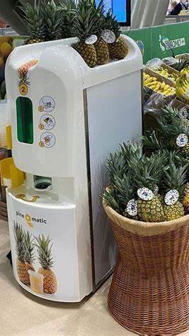 Denver, CO-based Dark Side Equipment recently released the Pineomatic. Customers can choose a whole pineapple from the produce display, and the Pineomatic’s quick three-step self-serve process peels, cores, cuts into rings, and places into a container ready to go. The unit also has a self-cleaning function.