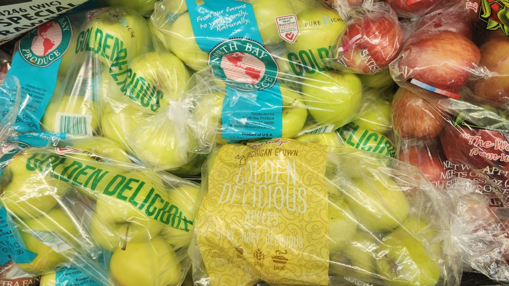 A strong area of growth for North Bay Produce, Traverse City, MI, has been using state labels, which have been designed to look like the state where the produce was grown. This way, consumers can quickly identify which products on the shelf are local.