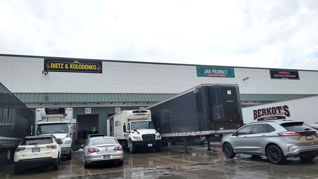 The Chicago International Produce Market is a 450,000 square-foot facility that includes sophisticated loading docks and convenient refrigeration space. It is designed for food safety and product quality, focusing on maintaining the cold chain.