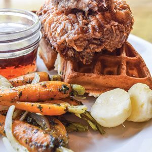 Chicken & Rhubarb Waffles