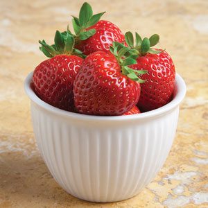 Strawberries in White Bowl