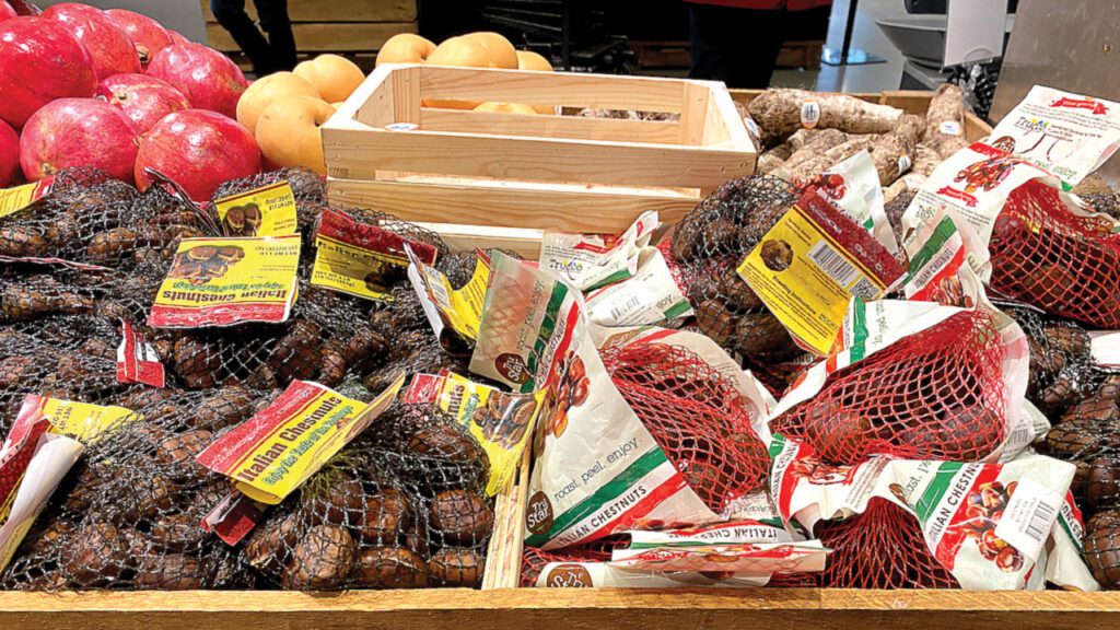 Whether in refrigeration or on the shelf, chestnuts do best when they are visible. Keeping displays well-stocked also encourages customers to notice — and buy — the products.