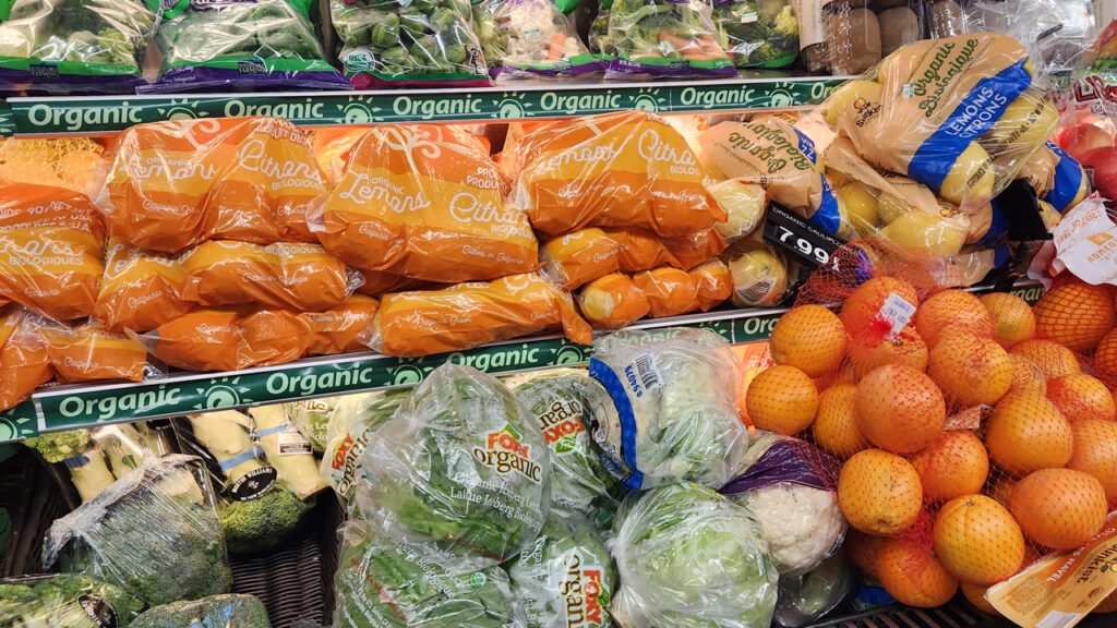 If organic and conventional produce are displayed together, it is critical to follow all organic standards, such as not displaying conventional items above organic, having a firm barrier between organic and conventional produce, and having clear labeling of organic versus conventional produce to avoid customer confusion.