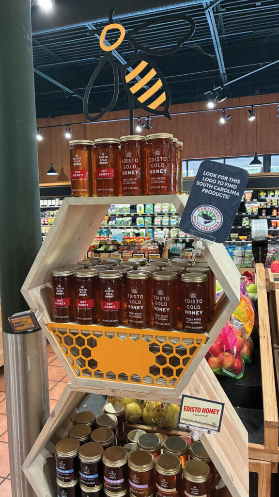 A retail display of South Carolina honey.