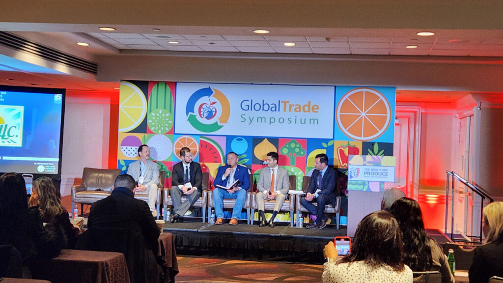 Panelists in the transportation and logistics session included Florent Philippot, ZGroup USA LLC; Jai Thakrar, chief executive, Jalaram Fruit; Mike Laws, president, Laws Logistics; and Tony Martinez, managing member, Primo Trading Services. Anthony Serafino, chief executive, EXP Group, moderator the panel.