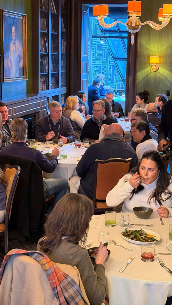Forum attendees dine at the historic James Beard House, in Greenwich Village, where a chef-driven menu showcased how produce-forward dishes can carry both culinary tradition and modern foodservice appeal.