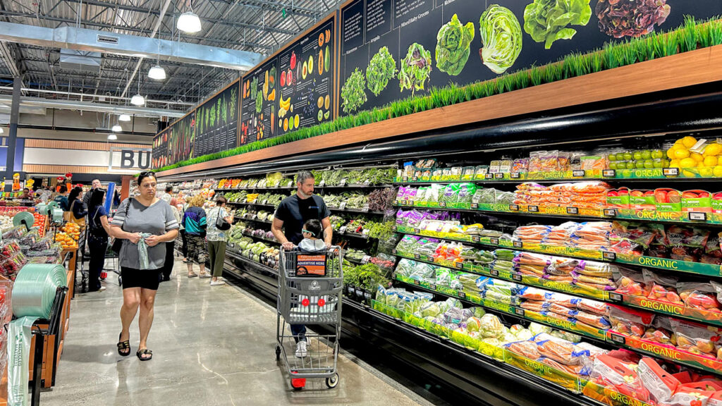 The new Mannix ShopRite has significant organic produce selections. In fact, organics actually head up the cold case.
