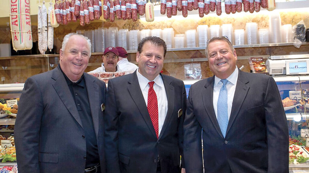 The DelPrete family’s roots as New York City-area produce wholesalers for more than four decades were the launchpad for its retail business, Uncle Giuseppe’s Marketplace. Pictured are founders (L-R) Tom Barresi, Philip DelPrete and Carl DelPrete.