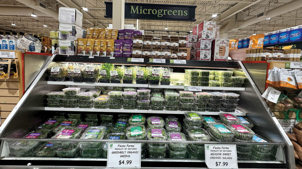 Whether merchandised with conventional options or in a dedicated organic set, signage and displays help organic salad blends stand out.