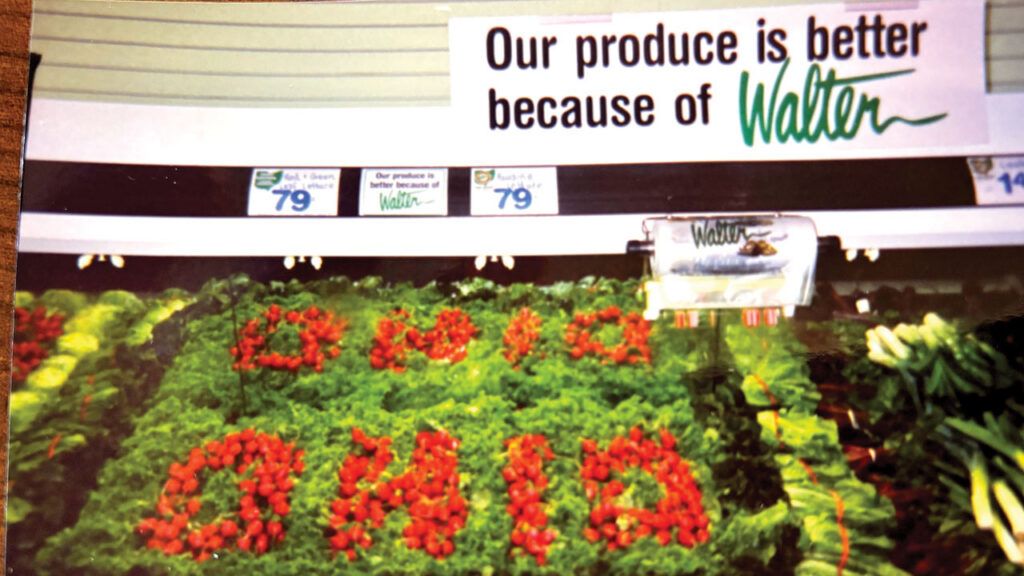 Even Jeff Cady’s work from the mid-1990s, at a Tops Friendly Market in Tallmadge, OH, illustrates his fresh-first mindset. And if you’re asking “who’s Walter,” it was a marketing character who inspected and inspired fresh produce at the stores, and in its ad campaigns.
