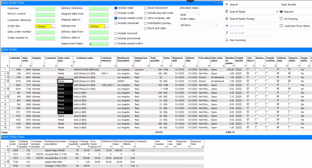 Prophet sales order management with full visibility into customer, fulfillment, and delivery status in one system.