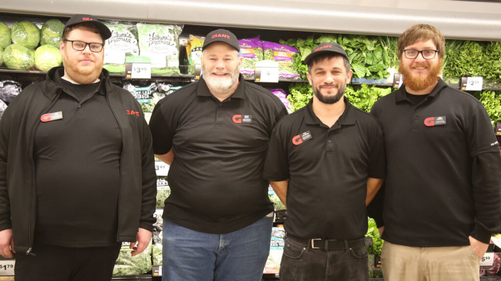 The Allentown, PA, Giant Company’s produce team includes (L-R): Tim Lacey, Dave Roth, Phil Lichman and Jonathan Cindia.
